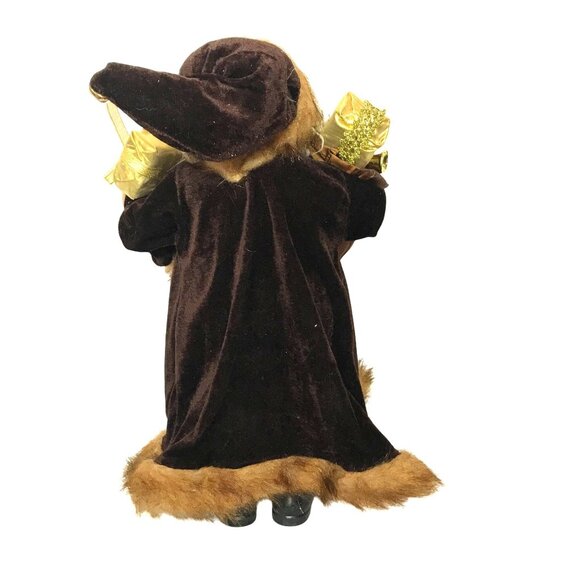 Safari Christmas Santa Claus Figurine Home Decor With Faux Fur & Gifts 20" - Picture 5 of 13